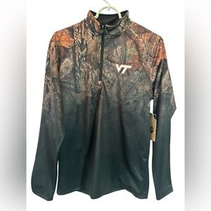 Colosseum Black Virginia Tech Hokies Men's Small Mossy Oak Fleet Quarter-Zip NWT